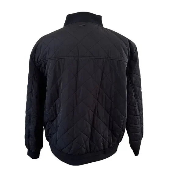 Calvin Klein Men’s Black Zipper Front Rib-Knit Trim Quilted Jacket XL